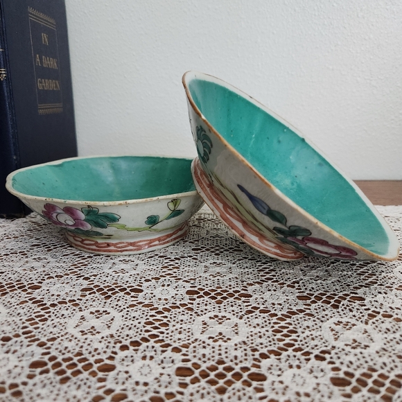 Vintage 19th Century Chinese Tongzhi Porcelain 8-side Rice Bowl with Rooster - Picture 4 of 13
